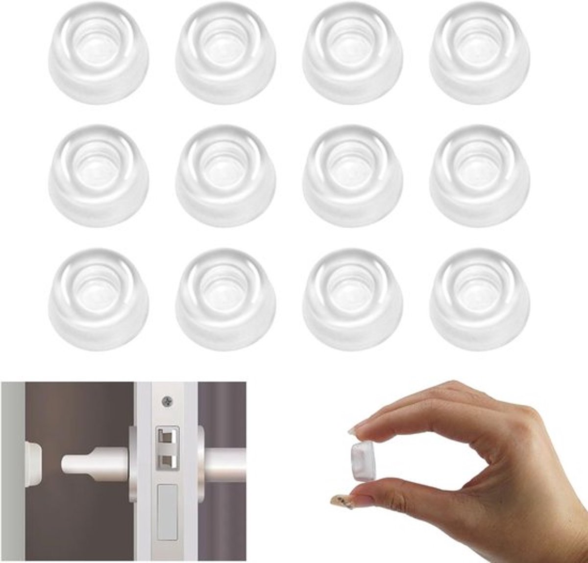 12 Stuks Transparante Rubber Deurstoppen - Zelfklevende Buffers voor Wandbescherming, Elastische Rondjes en Rubber Voetjes voor Meubels