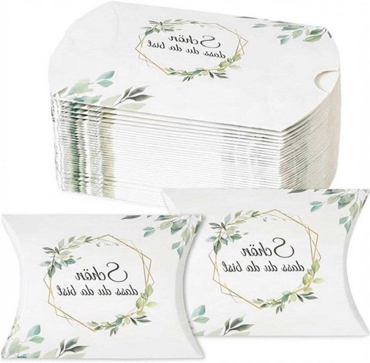 Gastgeschenkdoosjes met opschrift "Ich dass Du Da Bist" voor bruiloft, communie en doop, 50 stuks, ideaal voor snoep en kleine cadeaus