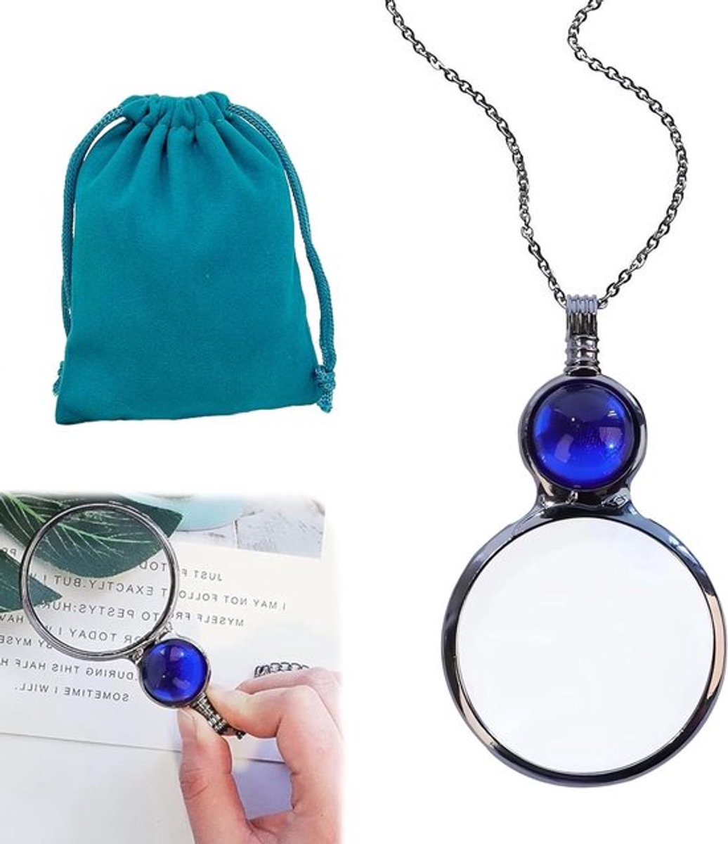 Vergrootglas Ketting met 10 Vergrootglazen en Legering Ketting voor Boeken, Kranten en Cosplay Accessoires
