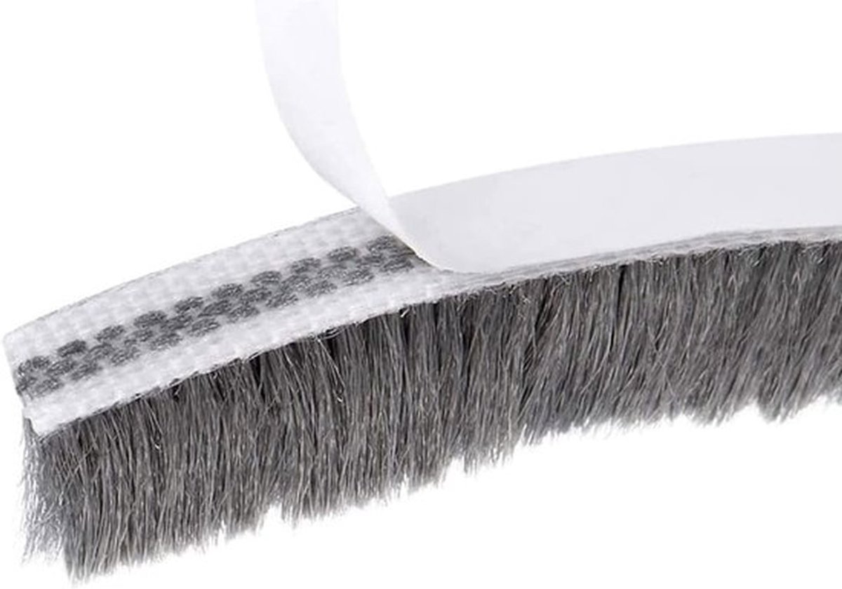Zelfklevende Borstelstrip voor Raam- en Deurafdichting, 5m x 9mm x 23mm, Hoge Dichtheid, Winddicht en Geluidsisolatie