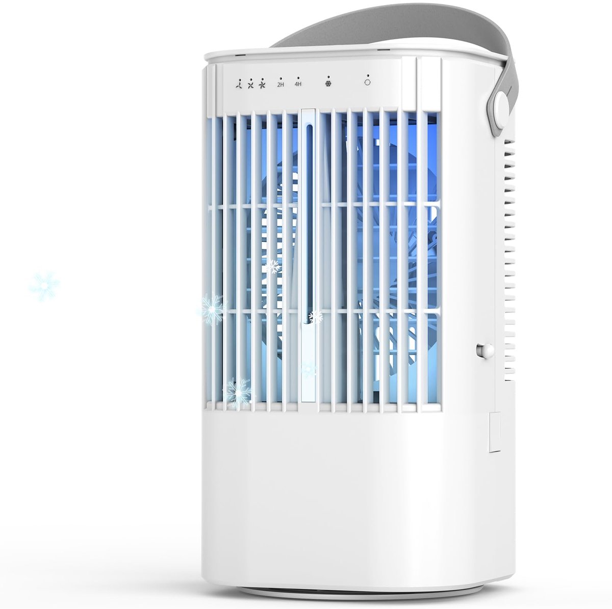 SnelShoppen - 4-in-1 Luchtkoeler Draagbaar Mini-Airconditioning 900 ml, 3 Snelheden, 2 Nevelmodi, 90 Graden Oscillatie, USB-C, 7 LED Lampen, Ideaal vo