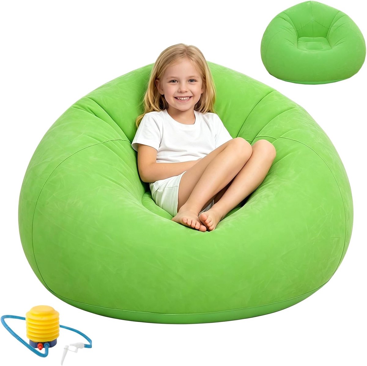 Zitzak - Draagbare luchtbank - opblaasbare stoel - waterdichte - Opblaasbare sofa - voor woonkamer, outdoor, camping, strand, reizen, bank - 103x103x60cm - Groen