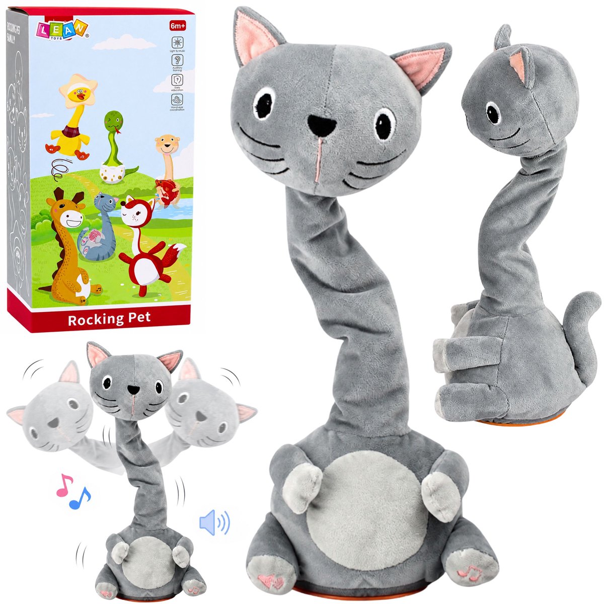 Pluche dansende kat interactief speelgoed met muziekgeluiden mascotte grijs - UNI
