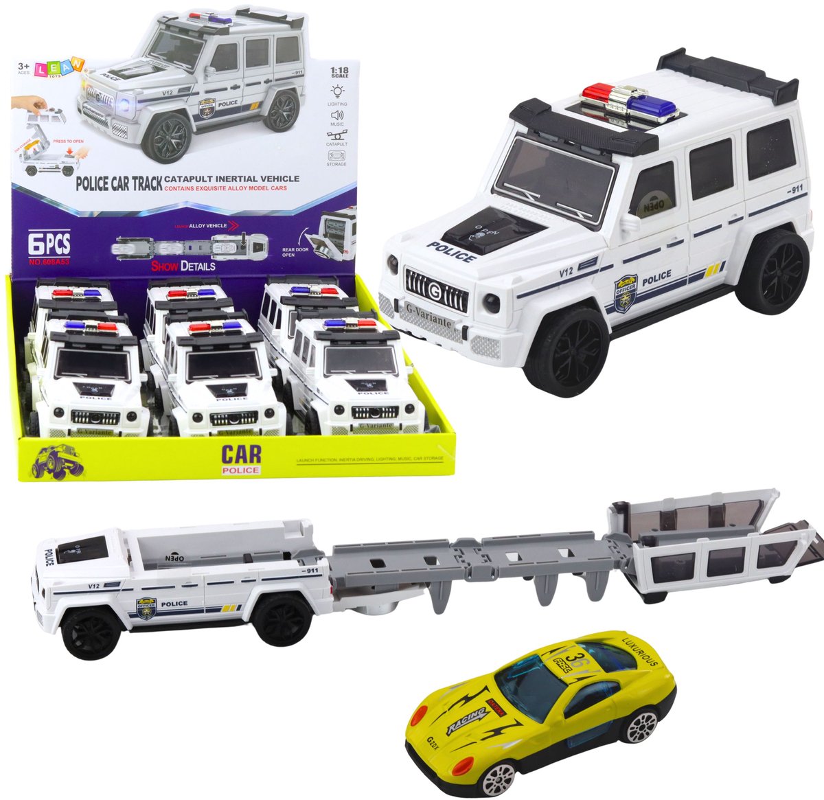 Politie-terreinwagen met wrijvingsaandrijving, openingsbaan wit - UNI
