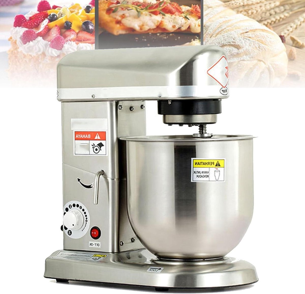 Keukenmixer Staande Mixer - Bakmachine Deegmixer - Bakken en Koken - Krachtige 500W Motor - 5 Liter Kom - Zilver