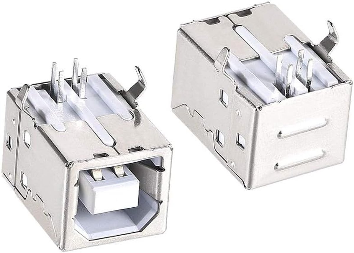 SnelShoppen - 4 Stuks USB 2.0 Type B Vrouwelijke Stekker Connector, 4 Pin 90 Graad Hoek Jack Poort, Reparatie Vervangadapter voor Circuitborden PCB, D