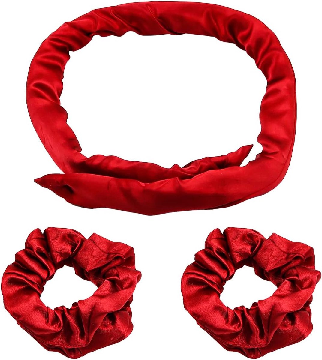 SnelShoppen - Heatless Krulband Hoofdband Lange Haar Krulset zonder Hitte - Herbruikbaar en Comfortabel - Rood - DIY Haar Styling Tools voor Thuis en