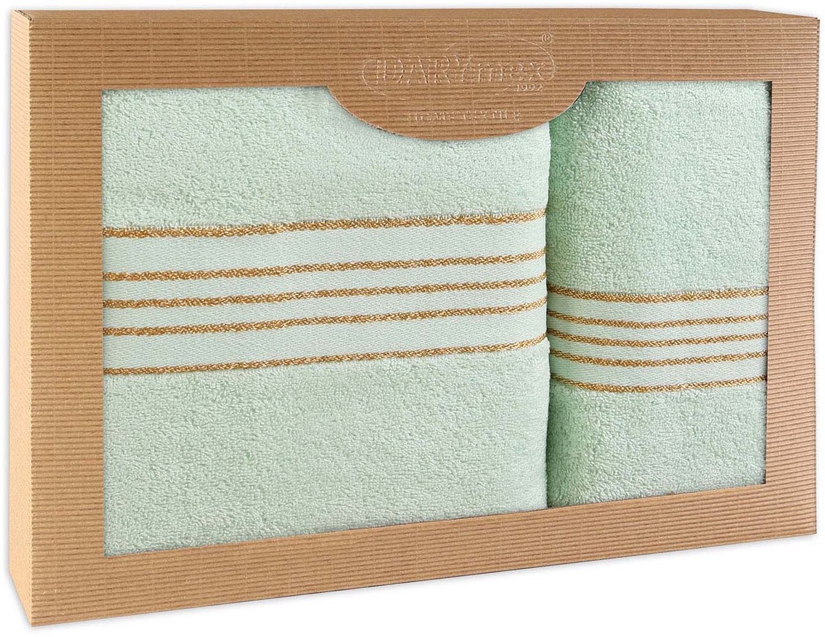 Darymex Premium - Handdoekenset - 2-delig (50x90 & 70x140) - 100% Katoen - Kleur Mint in Luxe Cadeaudoos