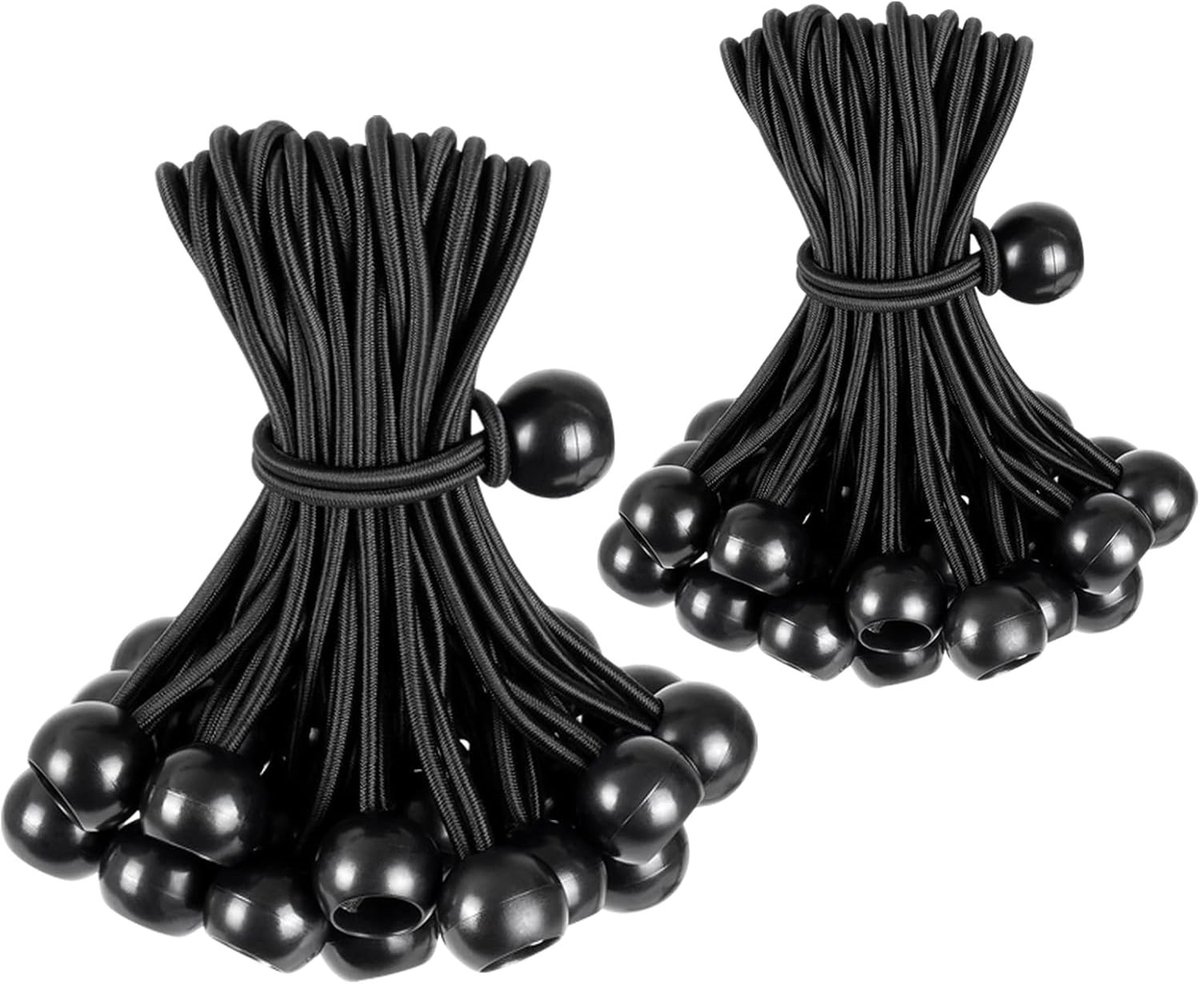 Spanrubbers met Kogel - 10 cm en 15 cm - Elastisch en Duurzaam - Voor Bevestigen en Organiseren