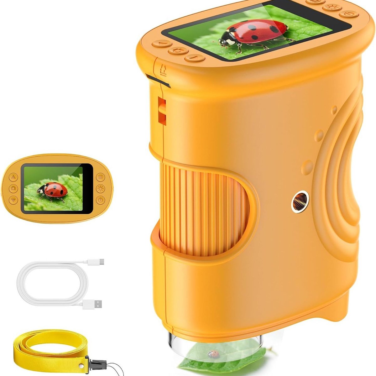 Digitale microscoop voor kinderen 1000X – 2,0 inch kindermicroscoop – 8 LED-verlichting – buitenschoolse wetenschap voor 3 jaar en ouder (382-geel).