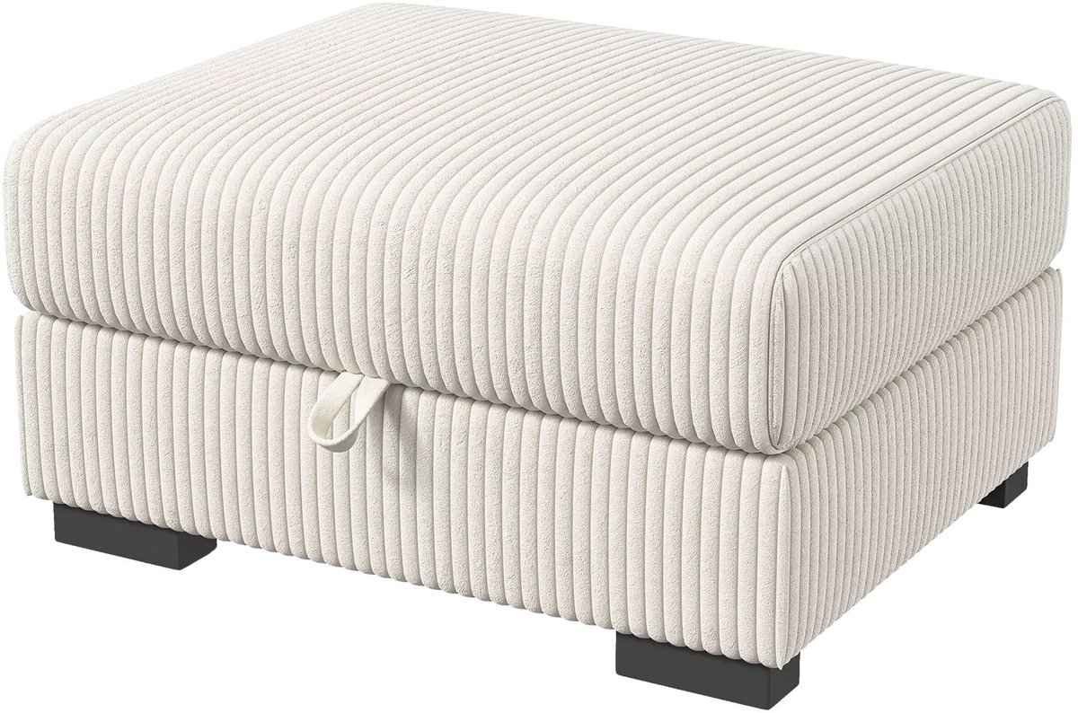 Modulaire Velvet Bank - Beige Fluweel - met Brede Armleuningen en Voetenbank