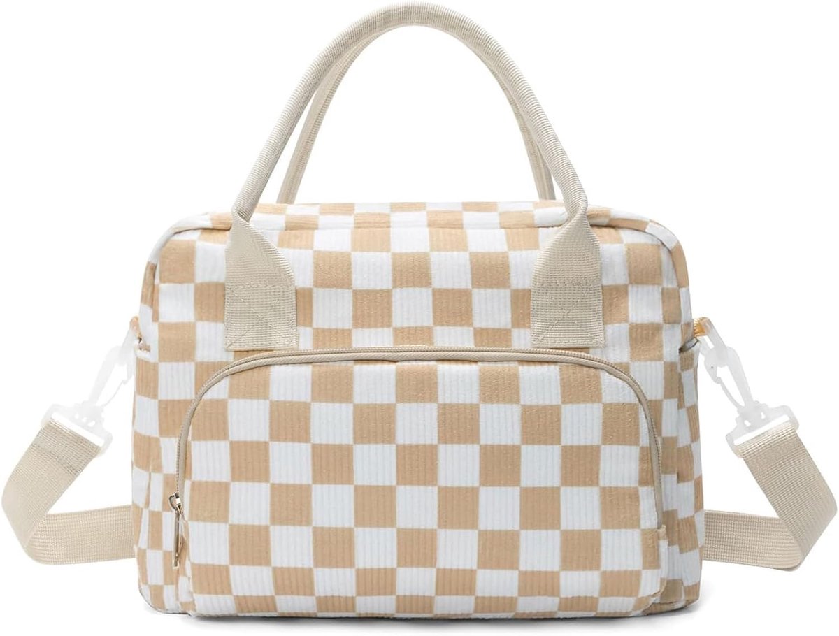 Geïsoleerde Koeltas - 12L - Lunchtas Dames - Ribfluwelen Koeltasje - met Bloemen Print - Lekvrij met Schouderriem - 29x17x23cm - voor Lunchbox & Drinkfles op Werk, Picknick & Kantoor - Bloemen
