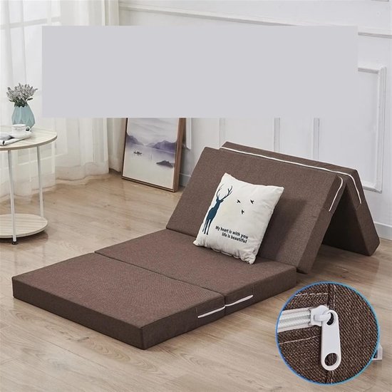 Tatami Slaapmat - Futon Matras Vloermat - Ruimte Besparen - Viervoudig Verdikte Spons - 120 x 200 cm - Curry — afbeelding 3