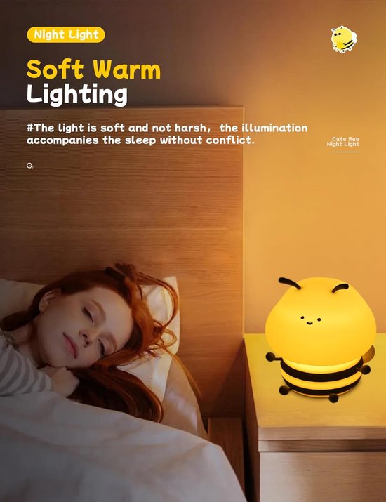 Schattig nachtlampje voor kinderen, borstvoedingslicht voor babyverzorging in de kinderkamer, nachtlampje baby, zachte siliconen touch-nachtlampje, RGB-licht, nachtlamp bij voor pasgeborenen [Energieklasse G] — afbeelding 4