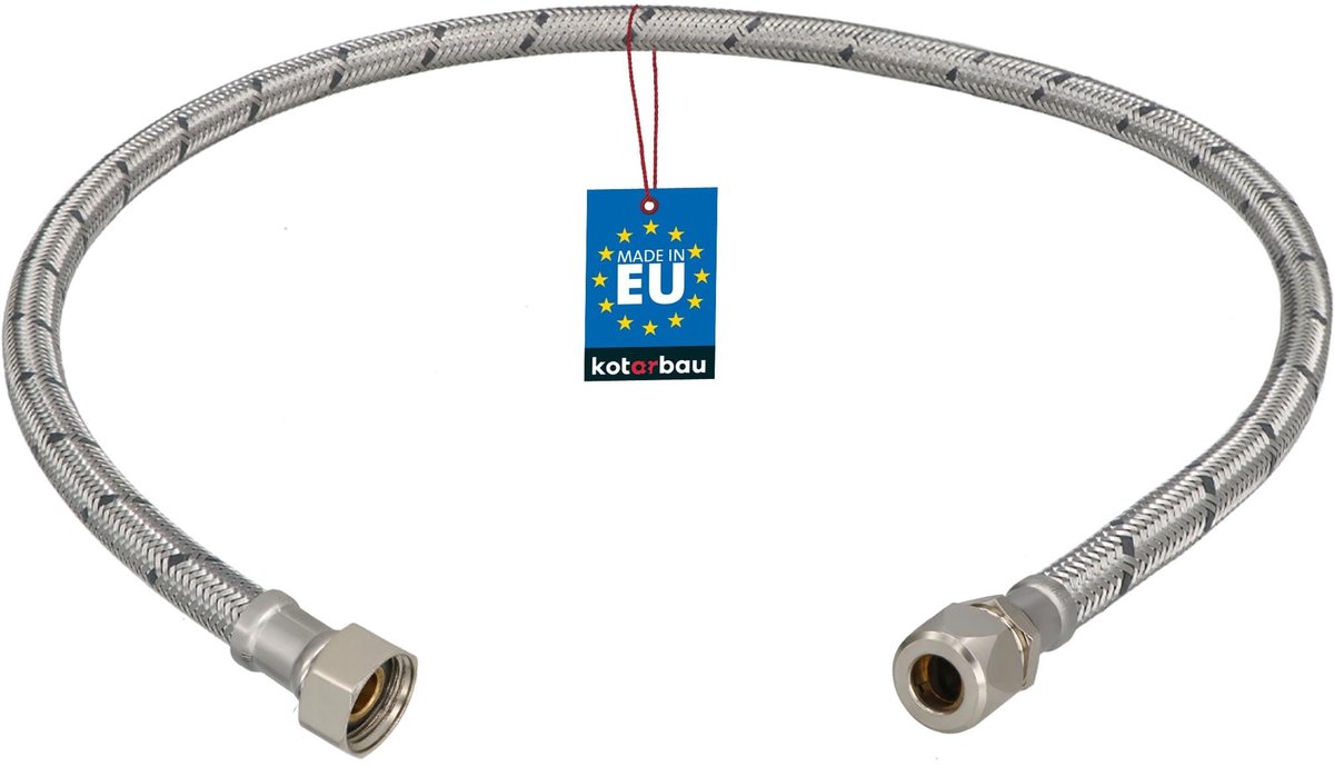 KOTARBAU® Flexibele Aansluitslang 3/8"x3/8" - Aansluitslang Armatuur 80 cm - Flexibele Kraanslang - Wartelmoer x Knelkoppeling - Sanitaire Aansluitslang - Gevlochten Roestvrijstalen Aansluitslang - Zilver
