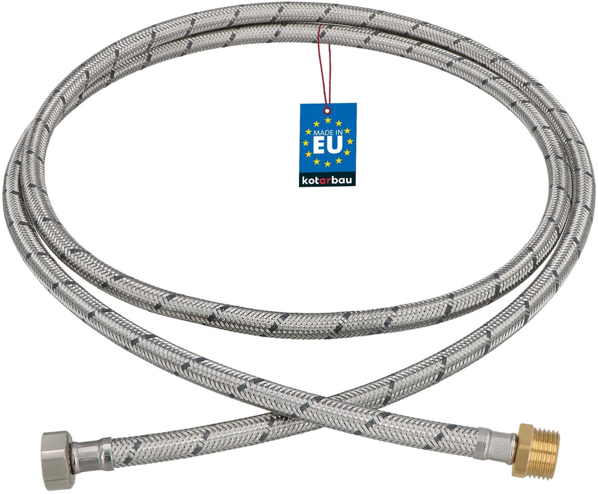KOTARBAU® Flexibele Aansluitslang 1/2"x1/2" - Sanitaire Aansluitslang 200 cm - Flexibele Kraanslang - Buitendraad x Binnendraad - Aansluitslang Armatuur - Gevlochten Roestvrijstalen Aansluitslang