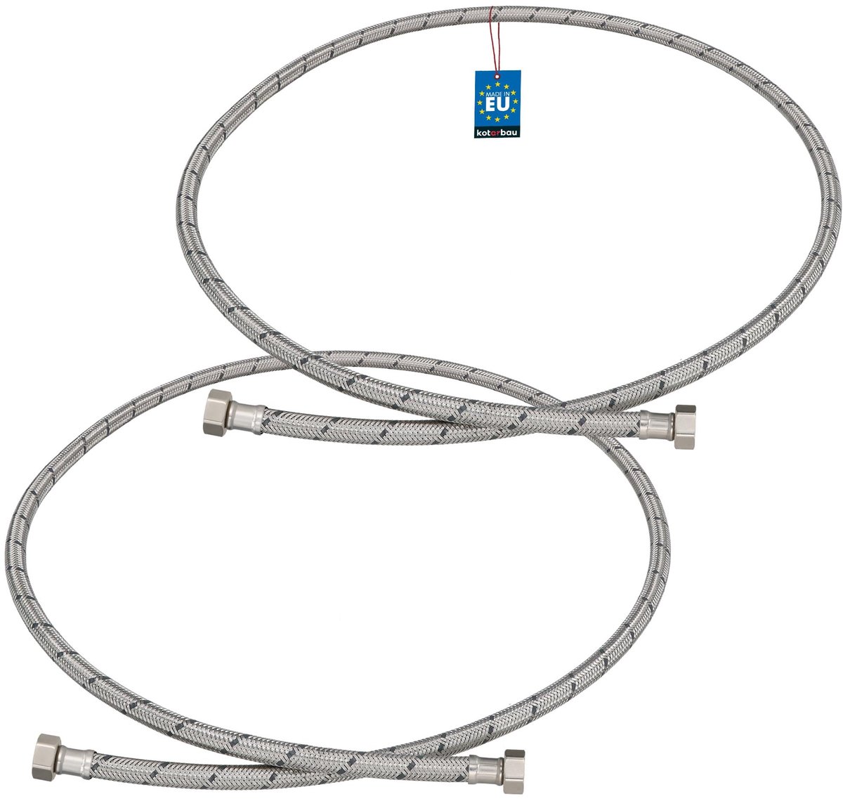 KOTARBAU® 2 Stuks - Flexibele Aansluitslang 3/8" x 3/8" - Flexibele Kraanslang 150 cm - Sanitaire Aansluitslang - Flexibele Verbindingsslang - Aansluitslang Armatuur - met Roestvrijstalen Vlechtwerk