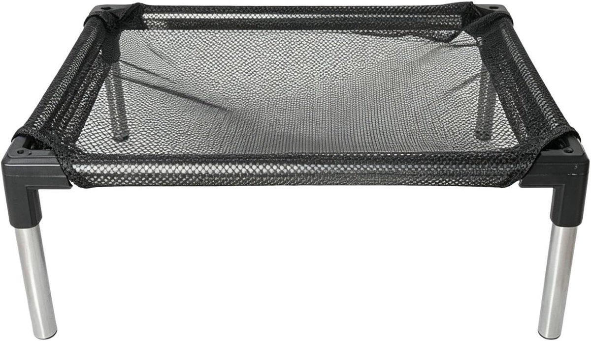 Verhoogd Hondenbed - Hangmat Hond - Buiten Rusten - Ademend Gaas - 55L x 10B x 10D cm - Zwart