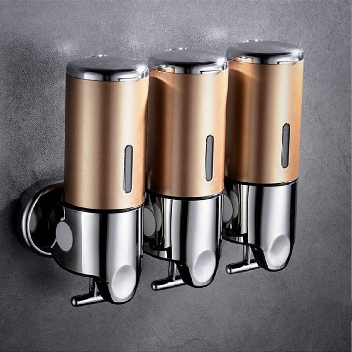 KZQ Wandgemonteerde 3-In-1 Shampoo En Conditioner Dispenser Goud – Lekvrij, Zonder Boren, Grote Capaciteit Voor Badkamer En Douche