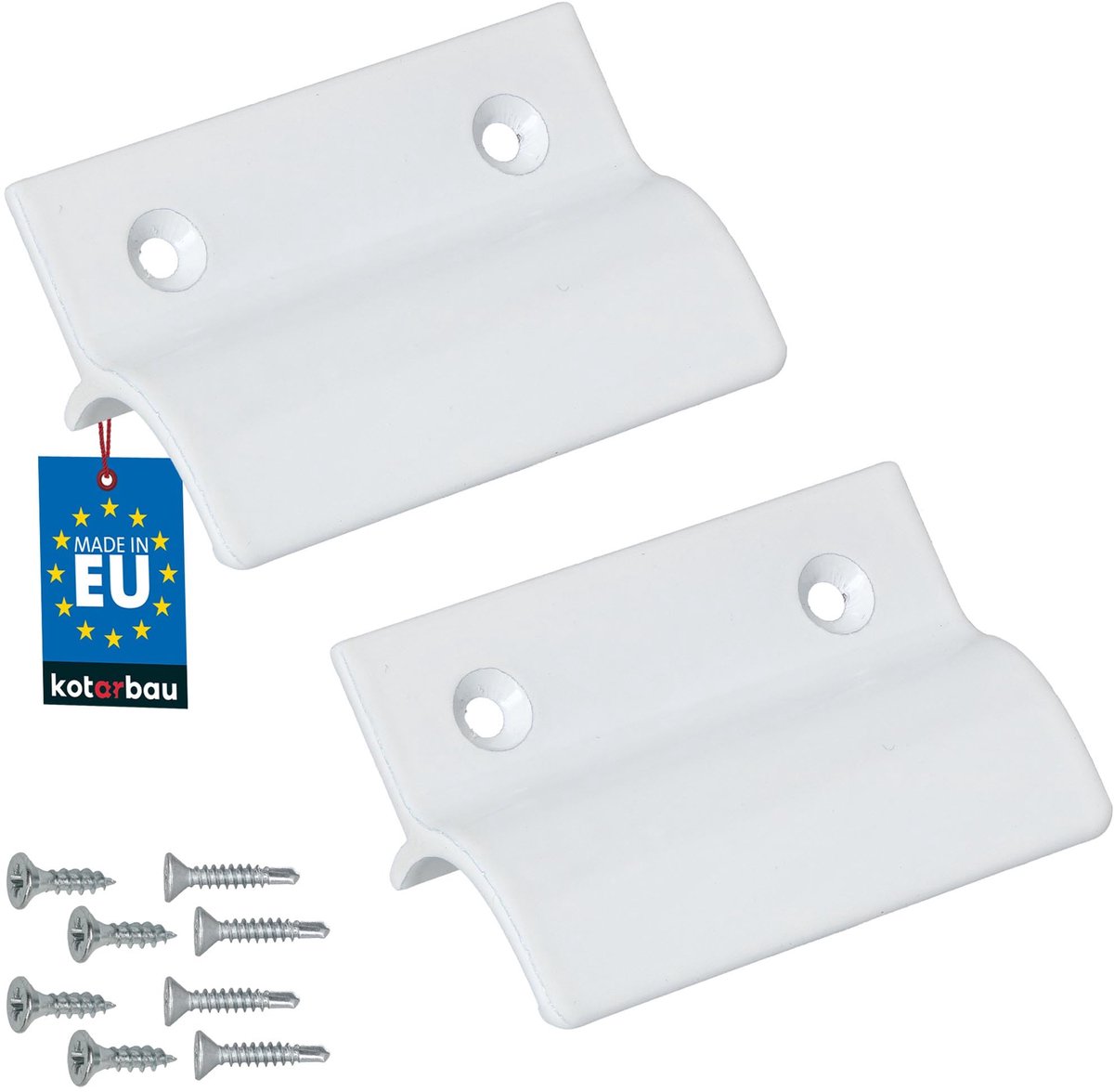 KOTARBAU® 2 Stuks - Balkondeurgreep - Terrasdeurgreep 65 x 45 mm - Aluminium - Deurgreep Balkon - Terrasdeurgreep met Brug - Wit