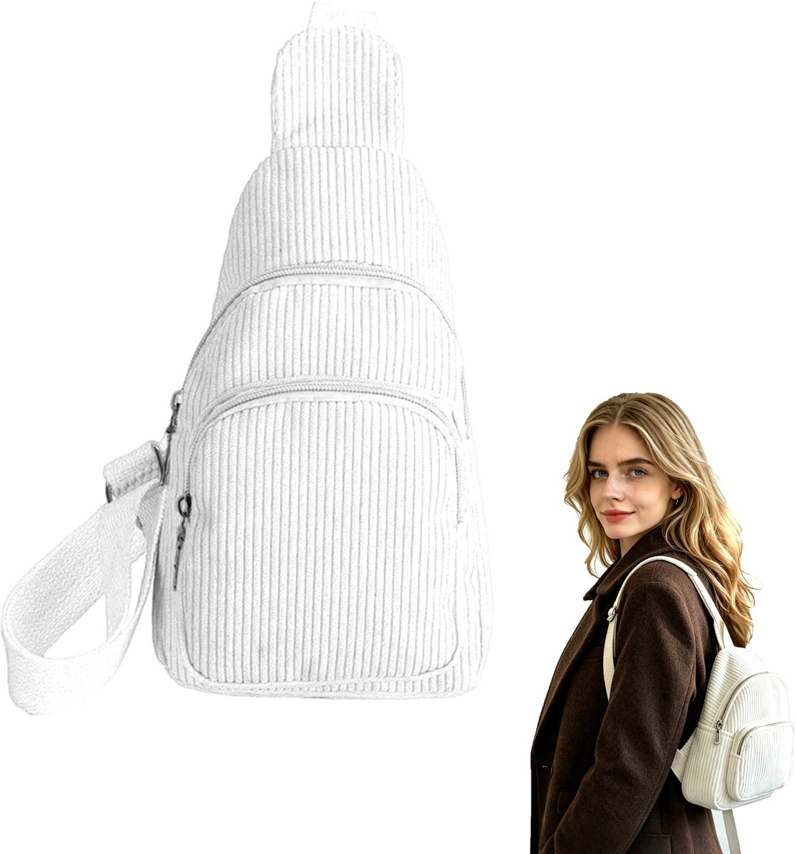 Zachte Dames Borsttas - Crossbody Tas Dames - Kleine Schoudertas Met Verstelbare Band - Casual Telefoontas Voor Reizen Winkelen En Dagelijks Gebruik - 24 x 15 x 7 cm - Wit
