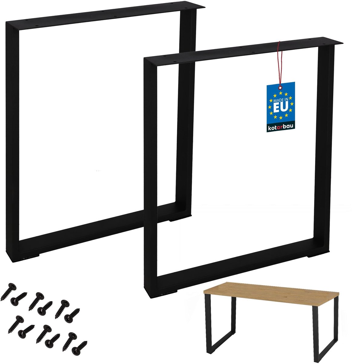 KOTARBAU® Tafelpoten - Metalen Meubelpoten - Bureaupoten 60 x 72 cm - Stalen Tafelpoten - Industrieel - Gepoedercoat Staal - Zwart