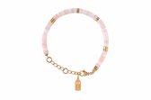 Lauren Sterk Amsterdam - Rozenkwarts Armband Dames - Edelstenen Kralen Armband - Roze - Grachtenpandje Bedel
