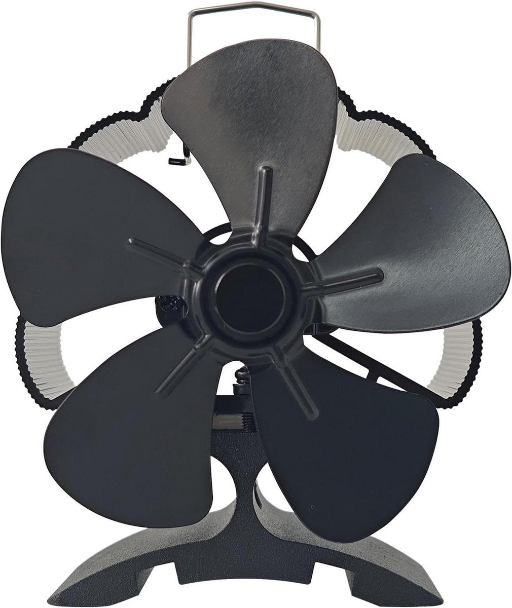 Houtkachel Ventilator - Warmte Ventilator Kachel - Efficiënte Warmteverdeling - Automatisch Verstelbaar - 50-400°C - Zwart