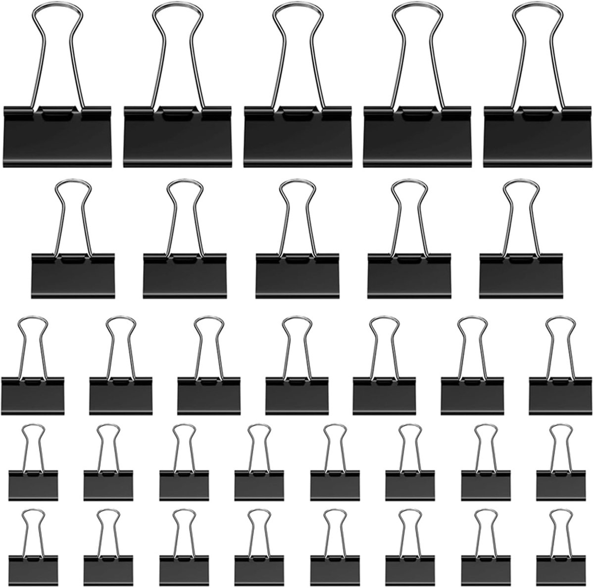 Vouwklemmen 105pcs - 15mm/19mm/25mm/32mm - Stabiele en herbruikbare metalen clips - Ideaal voor documenten - SnelShoppen