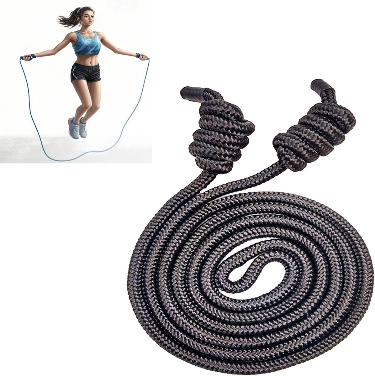 Fitness Touw voor Training - Dubbel Gewoven Rope - Verstelbaar en Duurzaam - Ideaal voor Thuis Cardio - SnelShoppen
