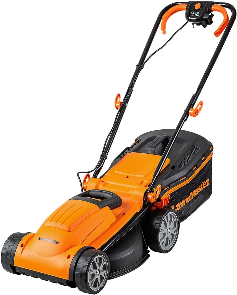 SnelShoppen - Elektrische Grasmaaier 1400W met 6 Hoogtes, 34 cm Snijbreedte, Ideaal voor Middelgrote Tuinen, 32 Liter Vangbak, Perfect voor Gras en Tu