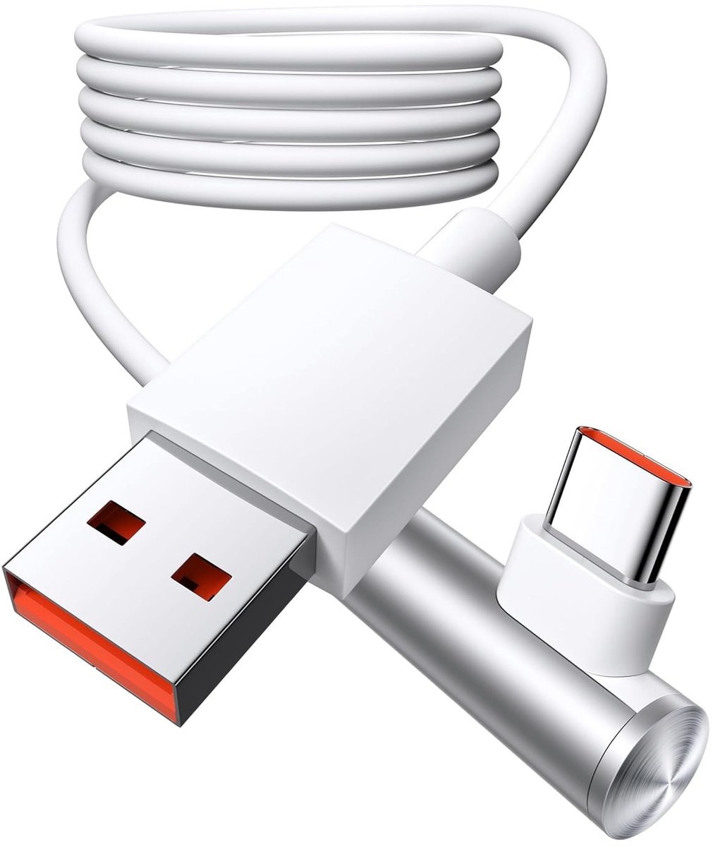 Snel opladen USB C kabel 120W 6A, 90 graden gebogen, 1.8m lengte, geschikt voor Redmi en Xiaomi smartphones, ideaal voor Turbo Charging en dataoverdracht