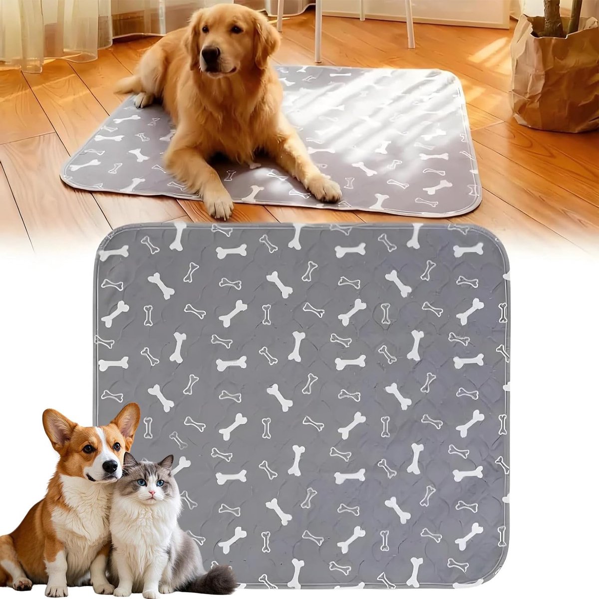 KZQ Wasbare Puppy Trainingsmat, Herbruikbare Plasmat Voor Honden En Katten, 50x80 Cm, Zindelijkheidsmat Voor Binnenshuis
