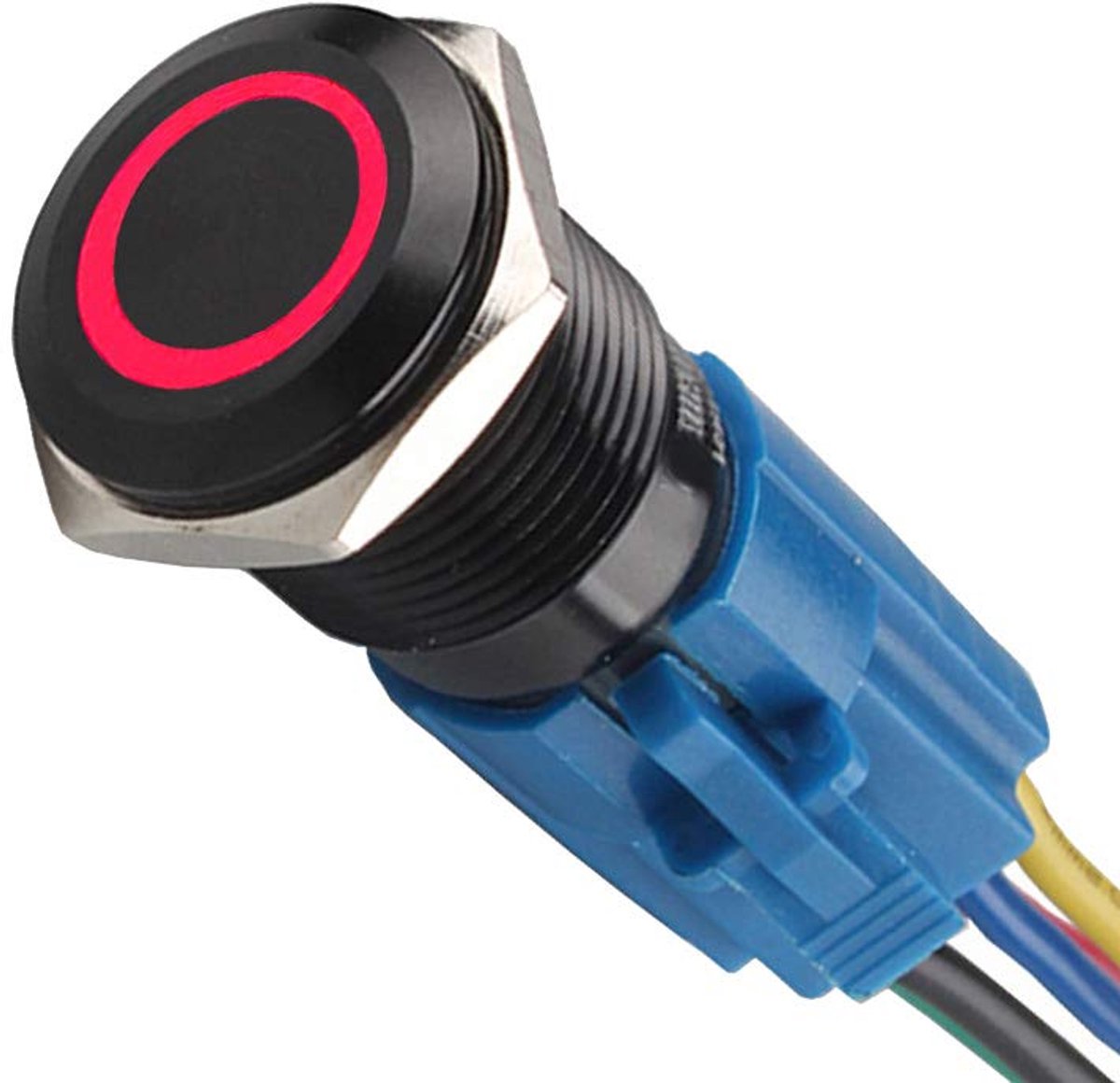 SnelShoppen - Zwart Schakelaar Auto Truck Toggle Switch Drukknop Rocker Switch 16mm 12V 3A met Rode LED Licht Engel Oog Symbool Metaal Plug Draad