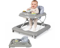 Bebies First Loopstoel / Baby Walker – Makkelijk in te klappen – In hoogte verstelbaar – Met afneembare speelset - Grijs
