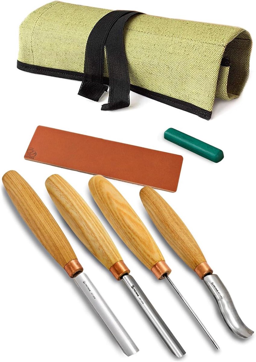 Houtsnijgereedschap Set - Snijset Beitel - Hout Bewerken - Inclusief Slijpset - 4 Delig - Niet gespecificeerd