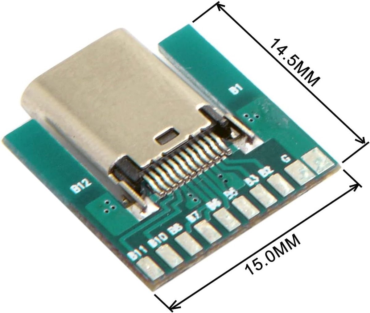 SnelShoppen - DIY 24 Pin USB 3.1 Type C Male en Female Plug & Socket Connector SMT type met PC board - 1 Set voor Zelf Solderen