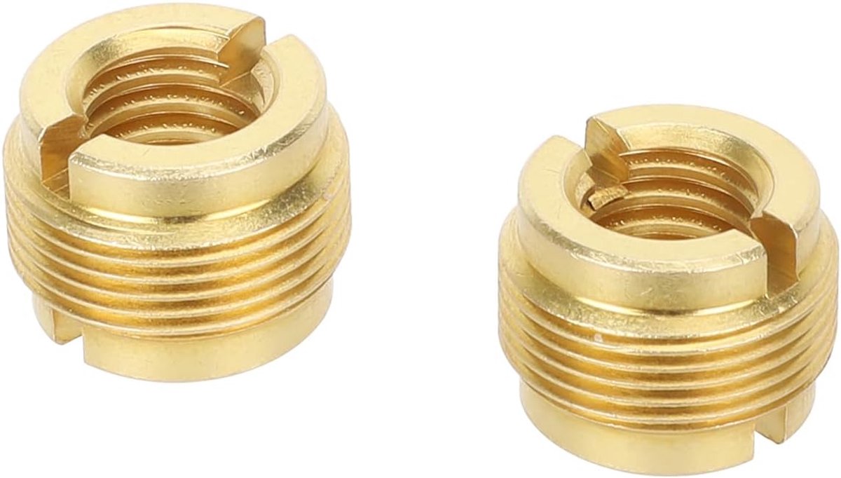 SnelShoppen - Microfoon Bevestiging 3/8" Vrouwelijk Naar 5/8" Mannelijk Schroefadapter - 2 Stuks - Goudkleurig Messing Voor Microfoonstandaard