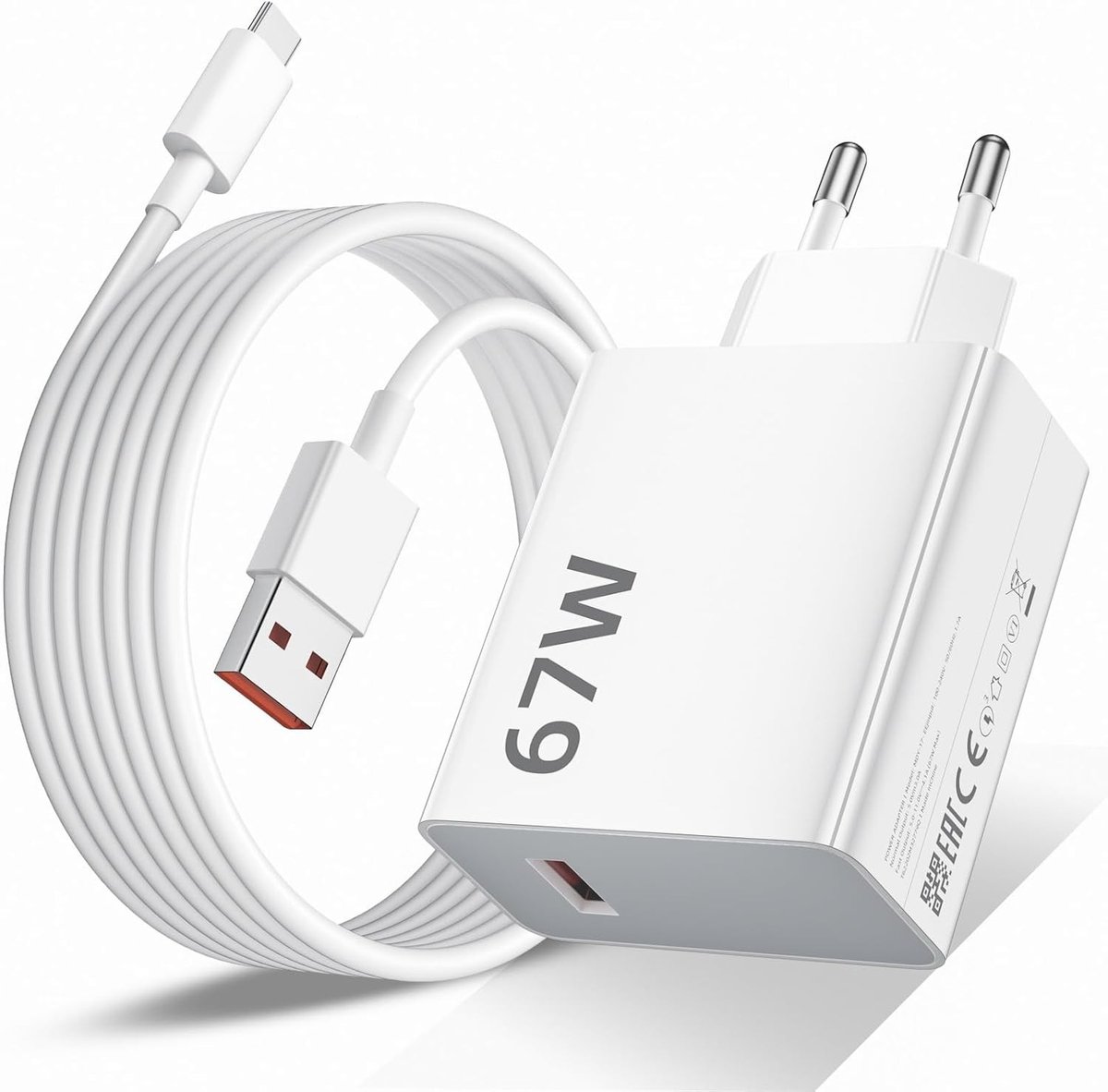 Krachtige 6A USB C Oplader met 2m Kabel voor Snelladen van Smartphones en Tablets, Geschikt voor Diverse Modellen