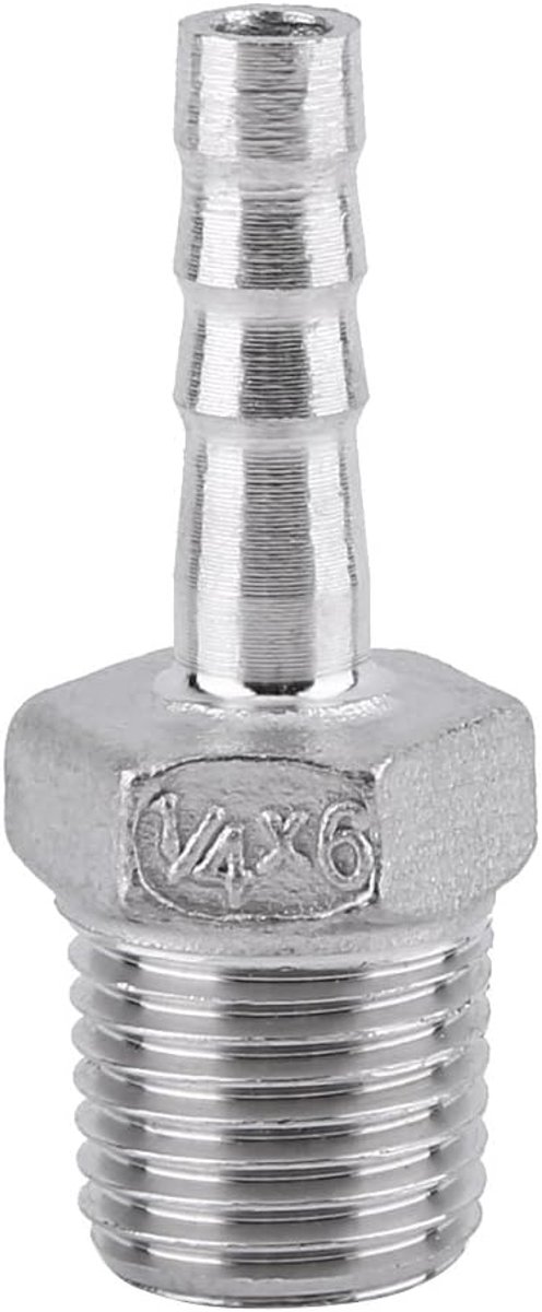 SnelShoppen - 1 x Connector Pneumatische Buizen Fittings Push-in Verbinder Slang, Barbell, Draad, Roestvrij Staal Adapter SS304, 1/8 inch ~ 3/4 inch (