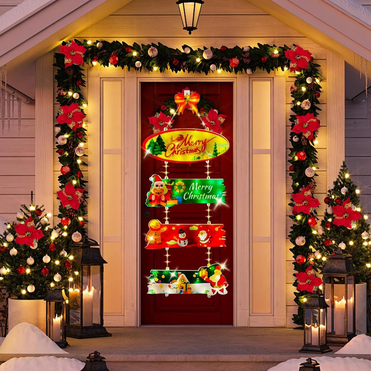 SnelShoppen - Buiten Kerstverlichting, Batterij, LED Santa Claus, Ladderverlichting, 8 Modi, Geschikt voor Binnen en Buiten Kerstdecoratie, Ramen, Bal