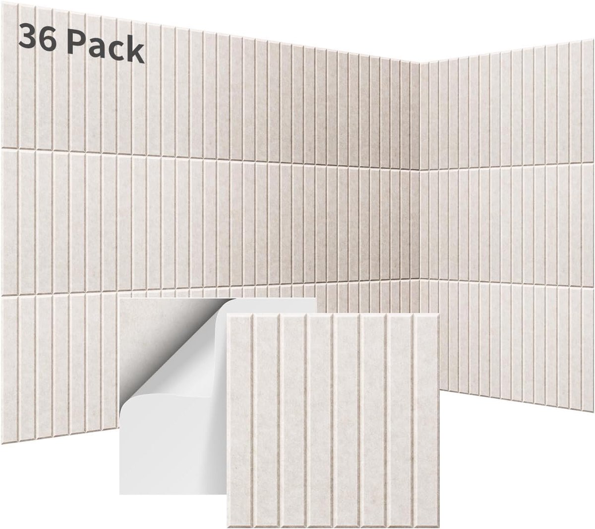 SnelShoppen - 36 Stuks Vierkante Zelfklevende Geluidsabsorberende Panelen 30x30x0,9cm, Decoratieve Schuim, Hoge Dichtheid 230kg/m³, NRC 0,95, Voor Gam