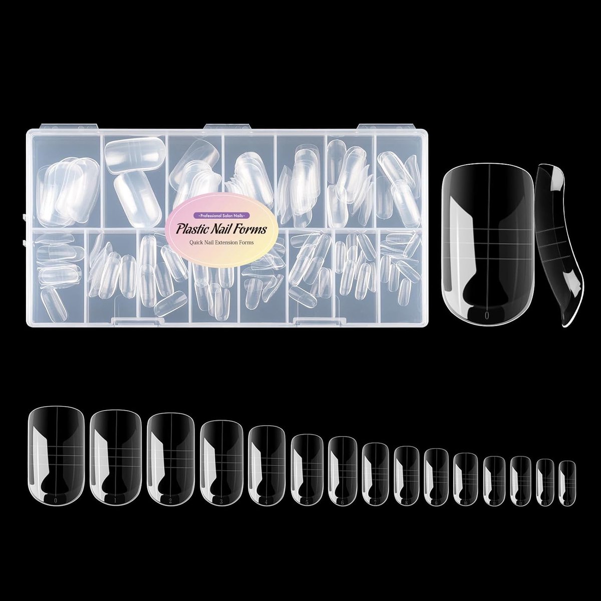 SnelShoppen - 150 Stuks Dubbele Nagelvormen Voor Gel Builder Ellipse - 15 Maten Dual Forms - Professionele Polymeer Gel Nagel Extensie Mallen Volledig