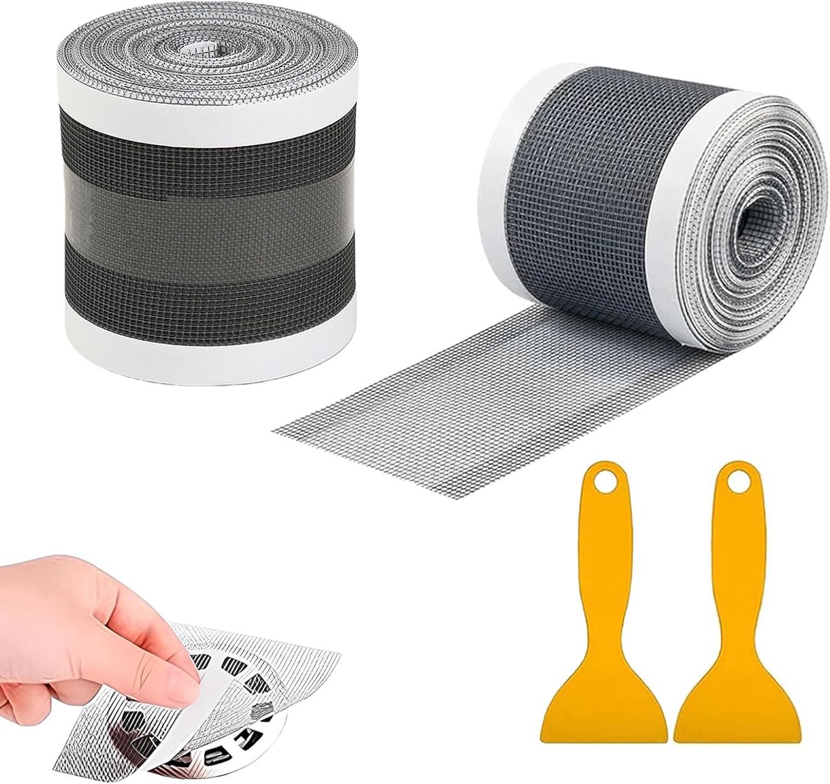 Set of 2 Self Adhesive Drain Strainers (7 cm + 10 cm) x 10 m, Oblong Hair Catcher with 2 Spatulas Drain Strainer - ShopVlot