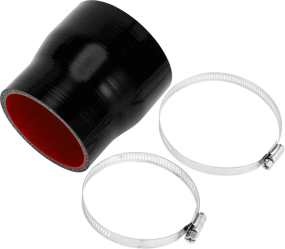 SnelShoppen - Silicone Koel Slang Set Zwart Rood 76mm/89mm ID 100mm Lengte 0 Graden Met Klemmen Universele Koel Slang Auto
