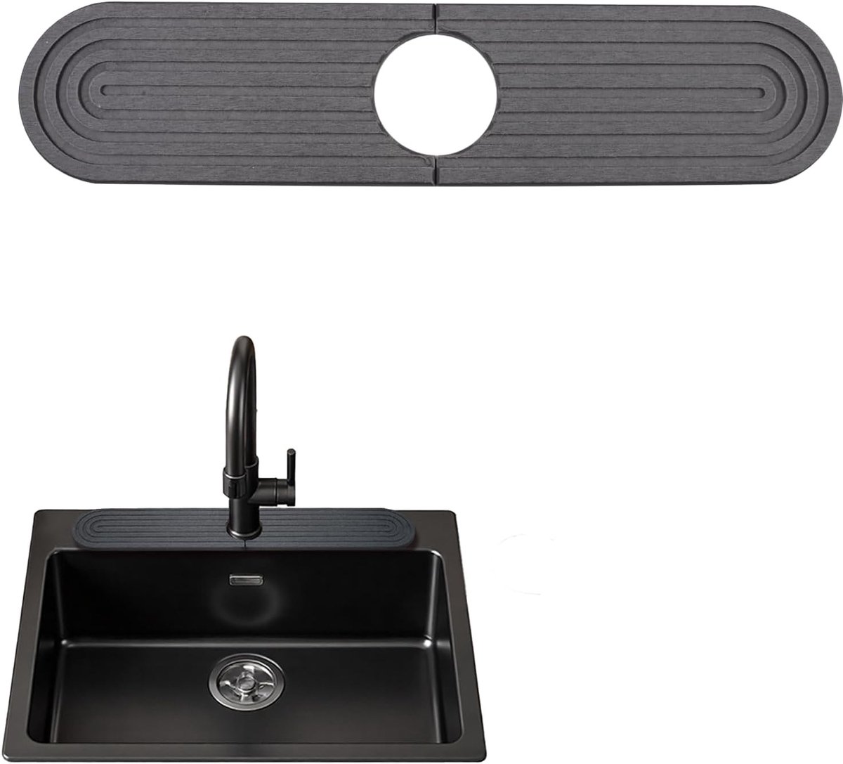 SnelShoppen - Faucet Draining Mat Pebble Gur - 40x10cm, Absorberende Steenmat voor Keuken en Badkamer, Splash Guard, Droogmat voor Kranen, Diatomiet,