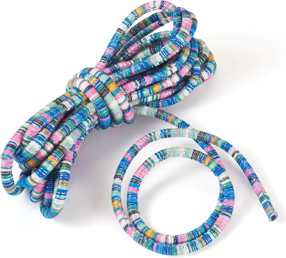 SnelShoppen - Bohemian Ethnic Katoenen Touw 5m 5mm Dikte - Sterk en Elastisch Gevlochten Touw voor DIY Telefoon Tas, Armbanden en Sieraden - Zwart