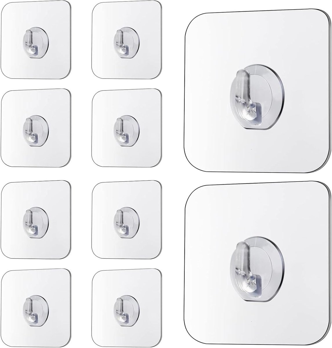 SnelShoppen - Magic Hooks Transparante Zelfklevende Verwijderbare Haakjes Zonder Spijkers Zware Plakhaak voor Keuken Badkamer Deur Muur Set van 10 Zwa