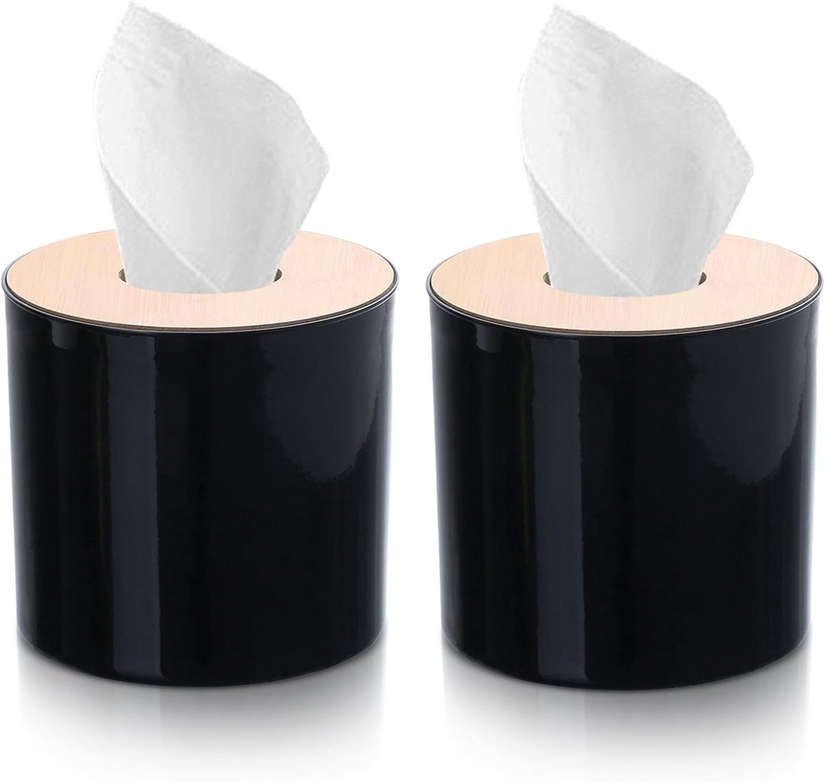 2 stuks tissuedooshoes, toiletpapieropslag met deksel, ronde wc-papierrolhoes, houten toiletpapierdispenser voor - ShopVlot