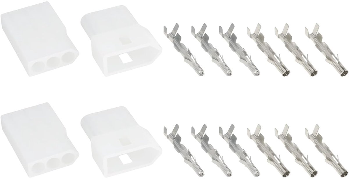 SnelShoppen - 2 Sets 3-Pins Male en Female Stekker Socket & Terminals Kit voor Wires tot 2mm² - Vervangingsset voor Auto en Motor